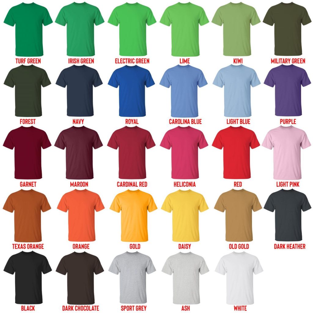 t shirt color chart - James Charles