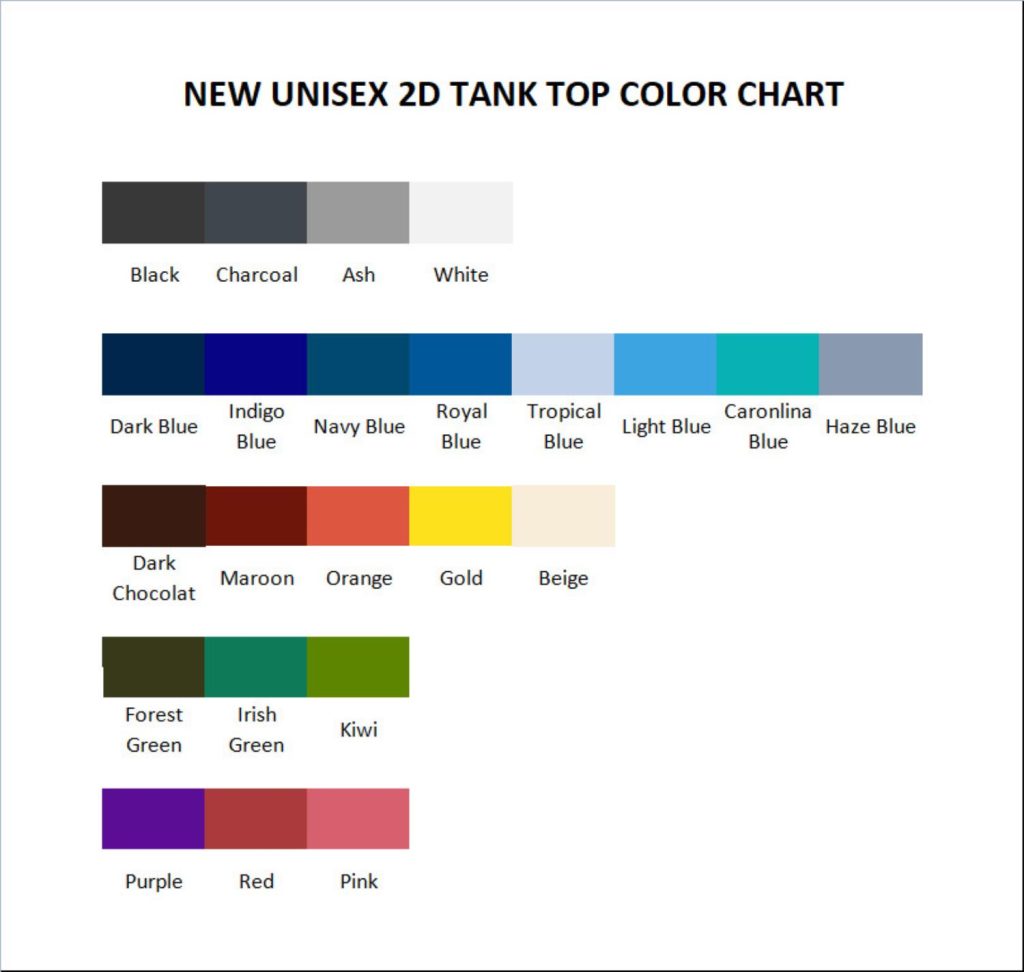 tank top color chart - James Charles